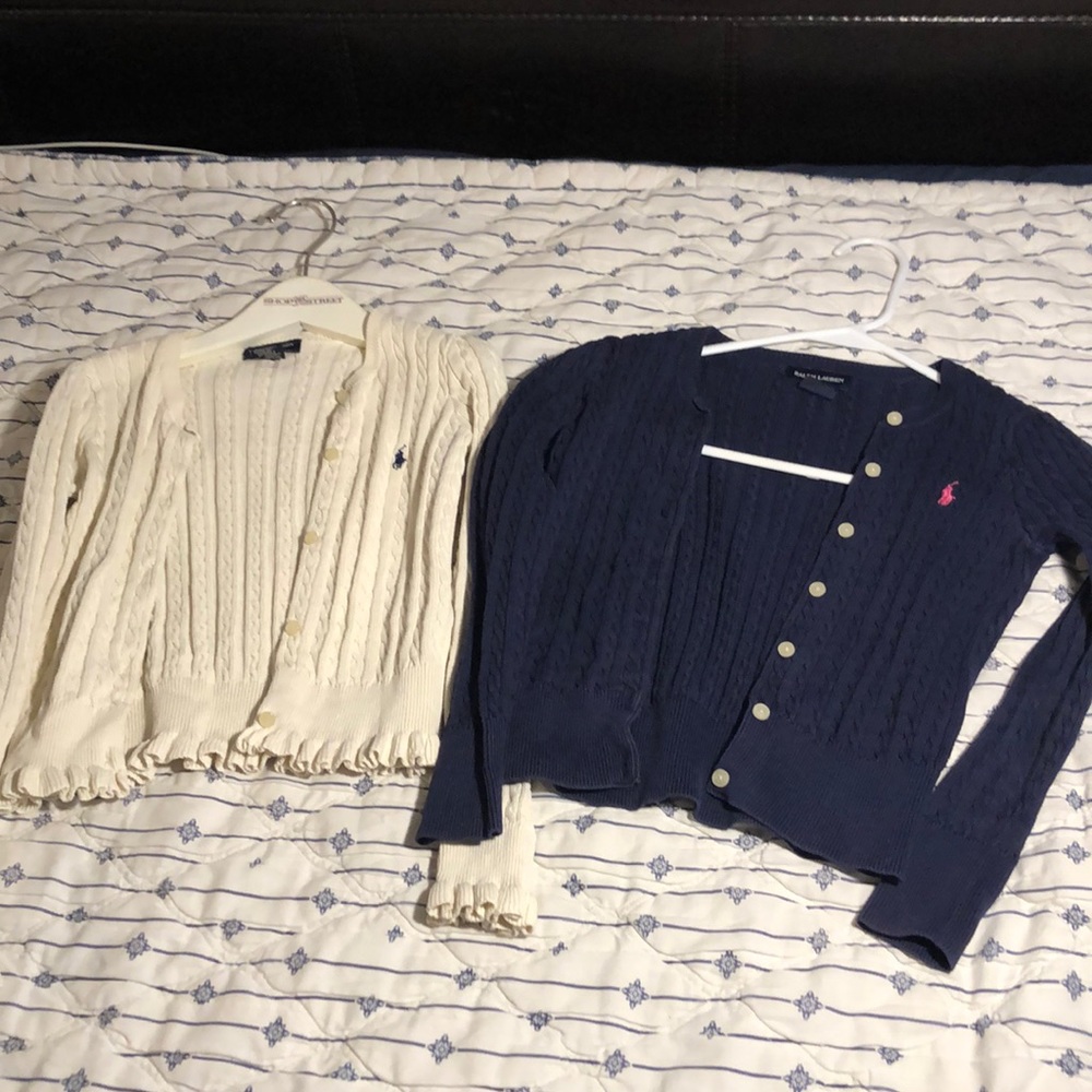2 Ralph Lauren Girls Cable Knit Sweaters